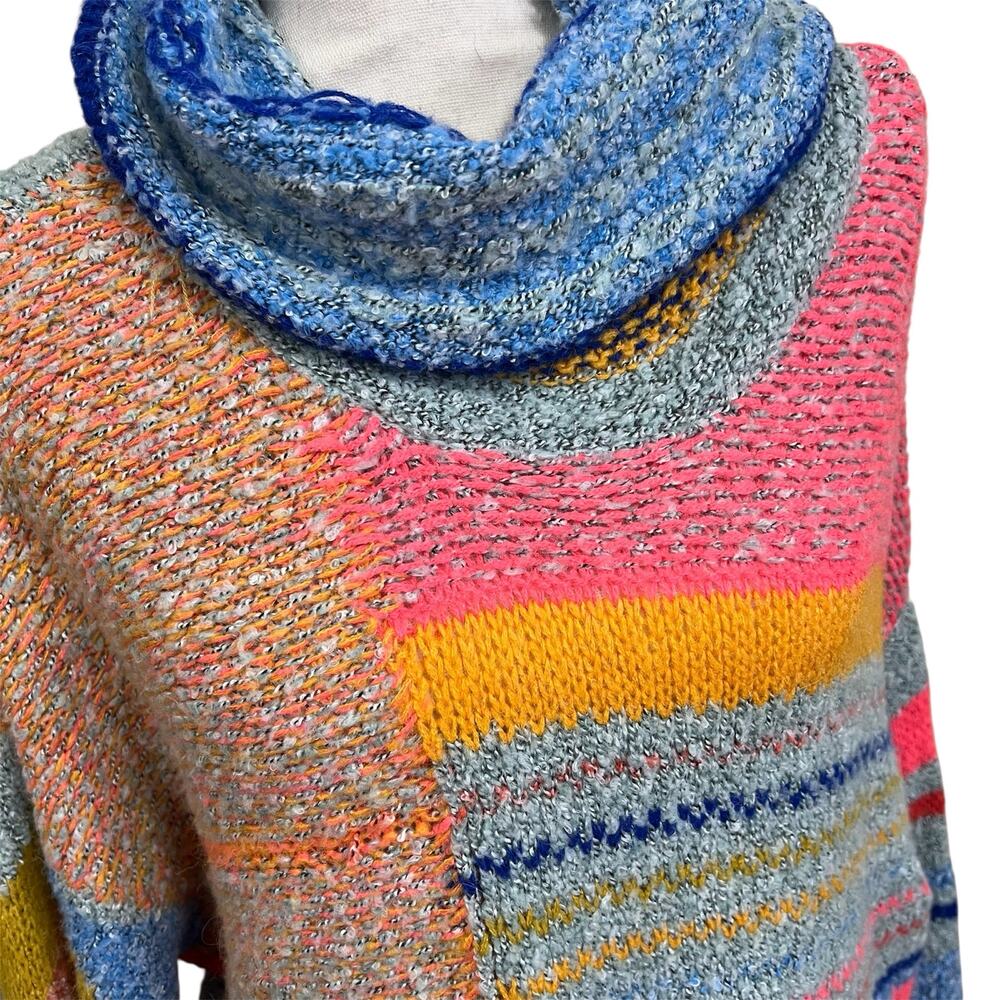Sincerely Jules Sweater Medium Cropped Colorful Boho Knit Boxy Oversized - Picture 2 of 9